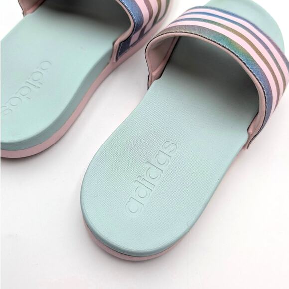 Adidas Adilette Comfort Sport Slide Sandals Kids Mint/Clear Pink Size US1 EU33 - Picture 11 of 12